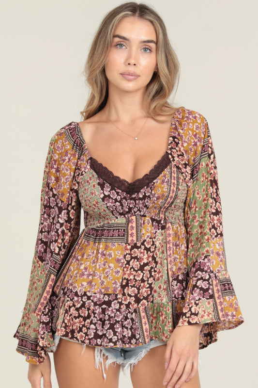 Angie Gypsy Print Blouse