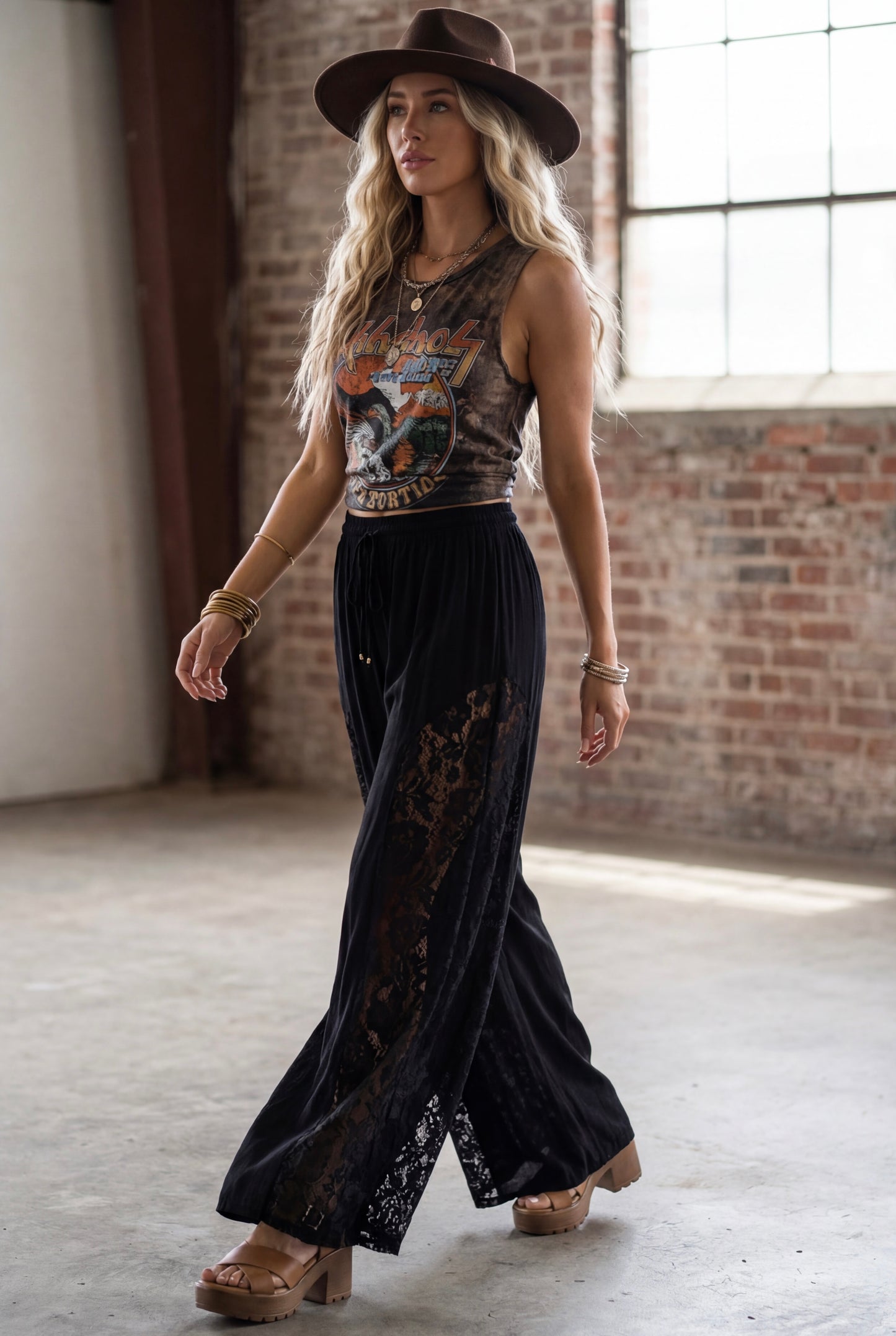 Angie Lace Panel Pants