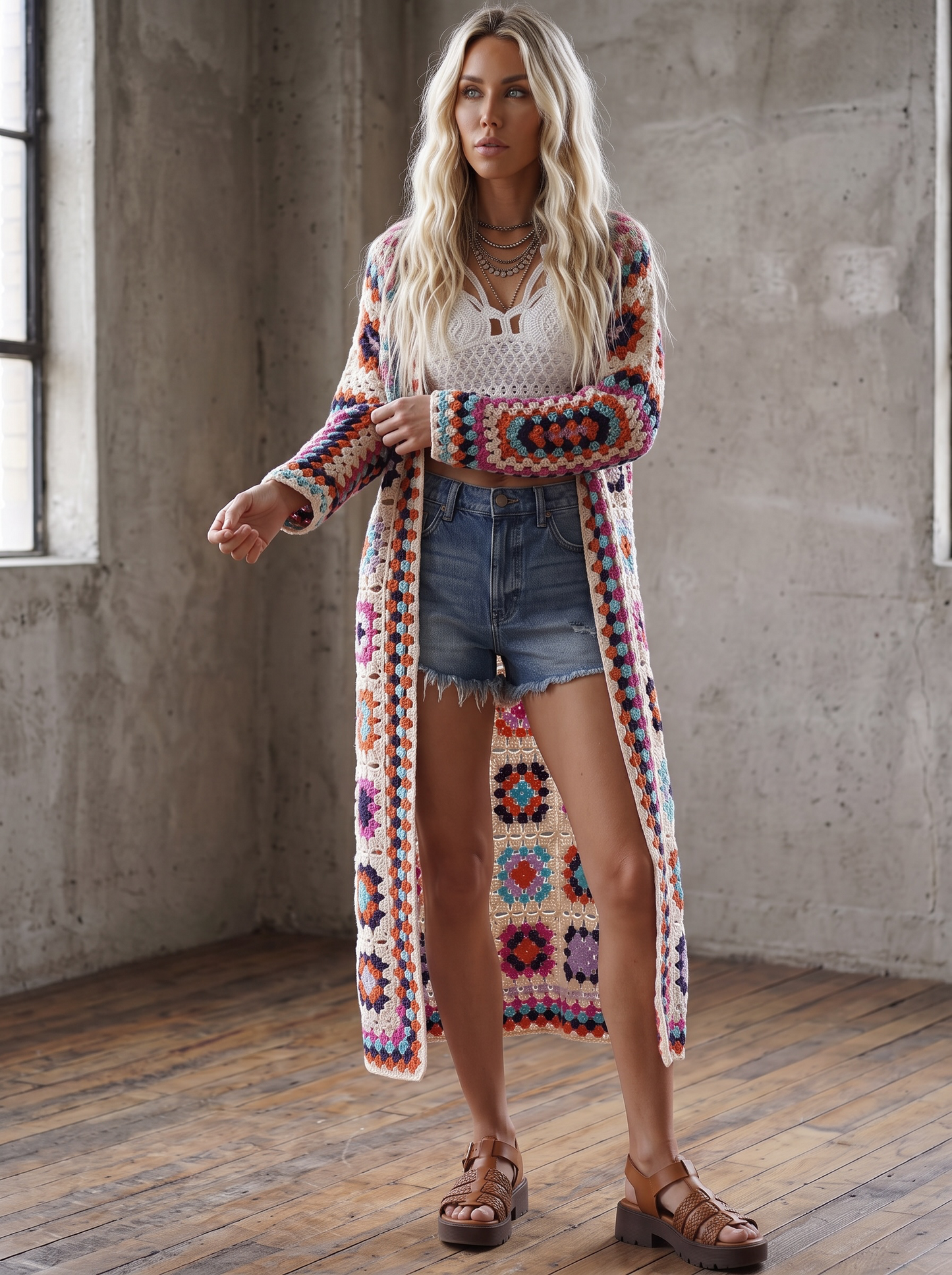 PREORDER - POL Granny Tile Crochet Cardigan