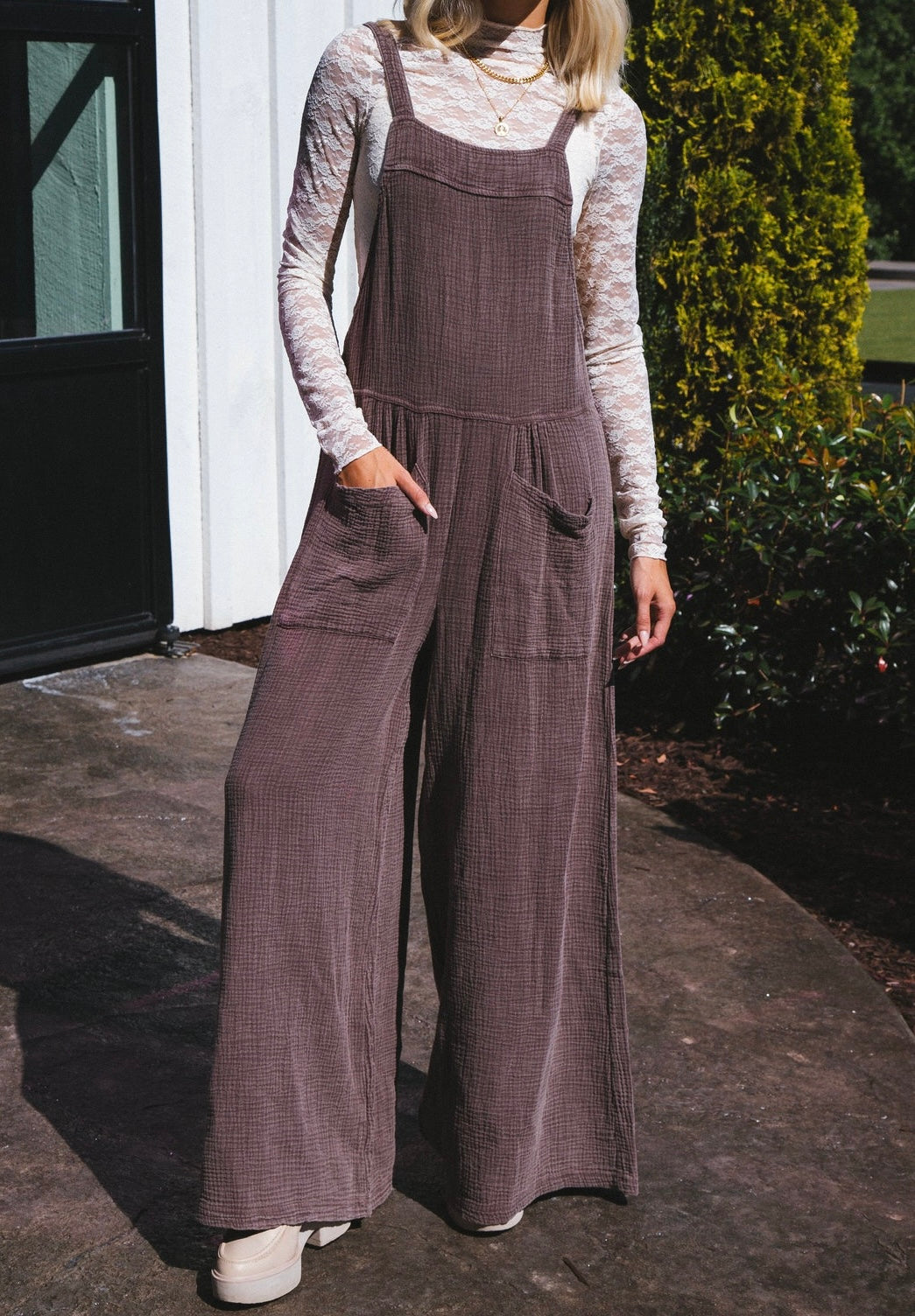 Mocha Textured Jumpsuit