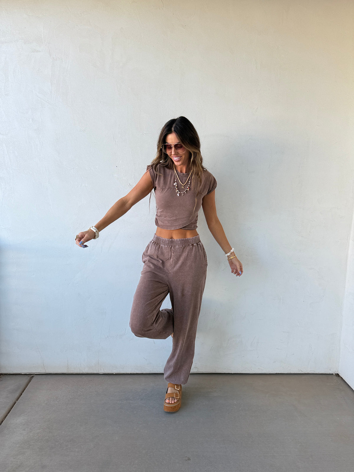 Washed Crop Top & Jogger Set