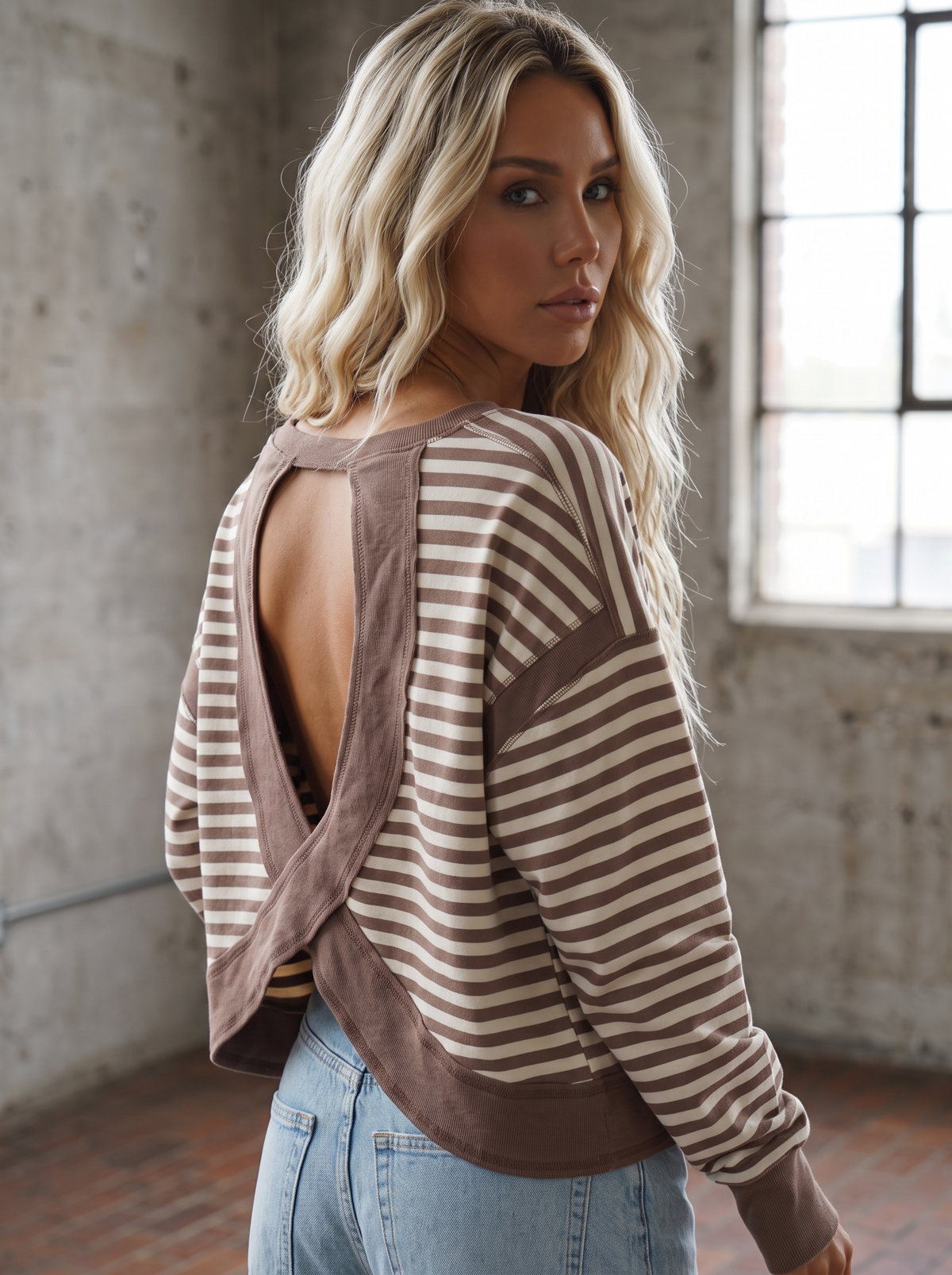 Striped Open Back Top