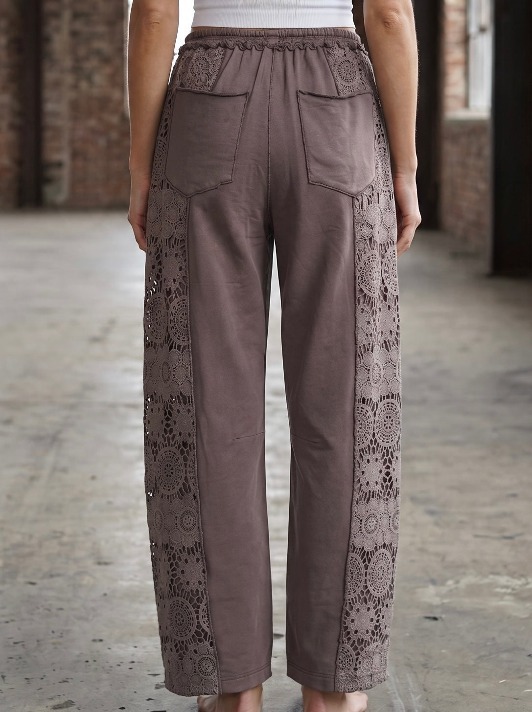 PREORDER - Crochet Panel Barrel-Leg Pants