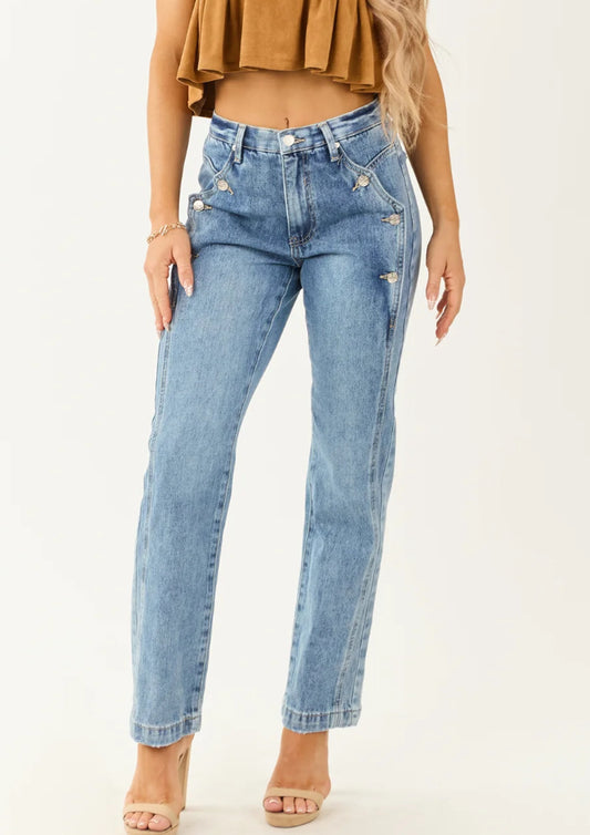 Saige Tummy Control Straight Leg Jeans