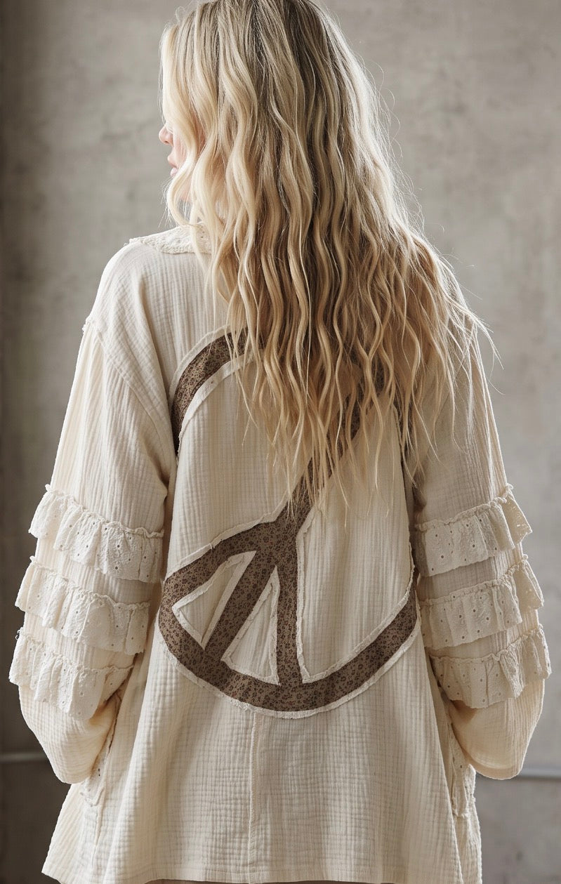 POL Peace Ruffle Cardigan