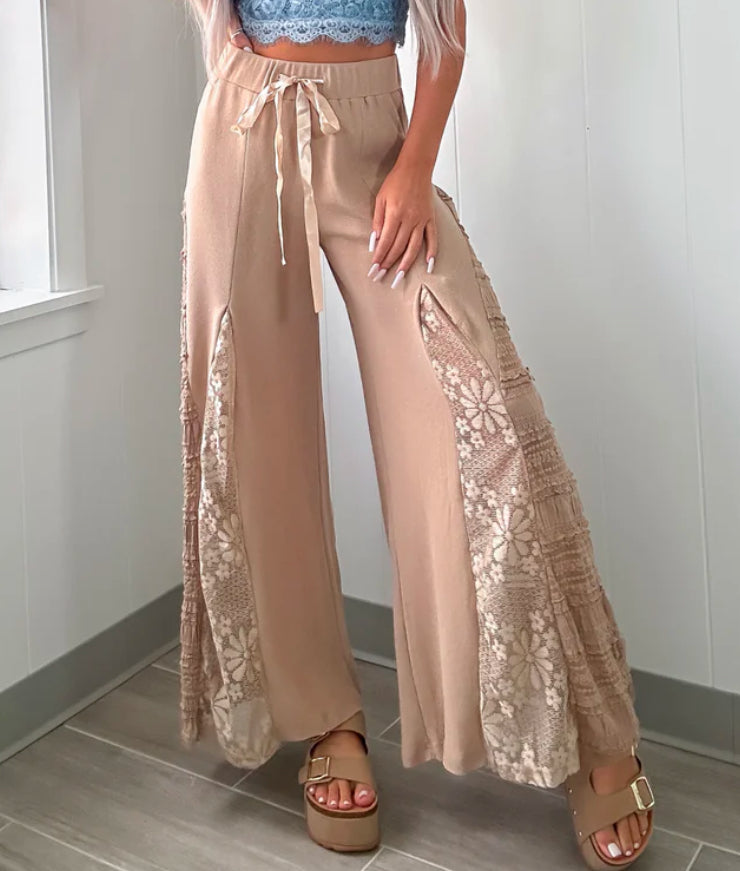 POL Lace Wide Leg Pants