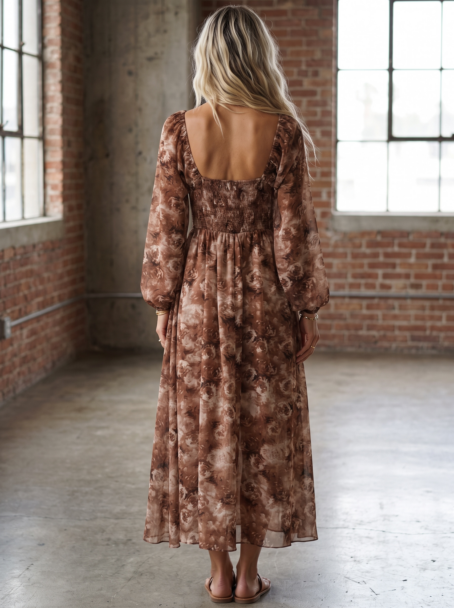 Promesa Floral Smocked Sweetheart Midi Dress