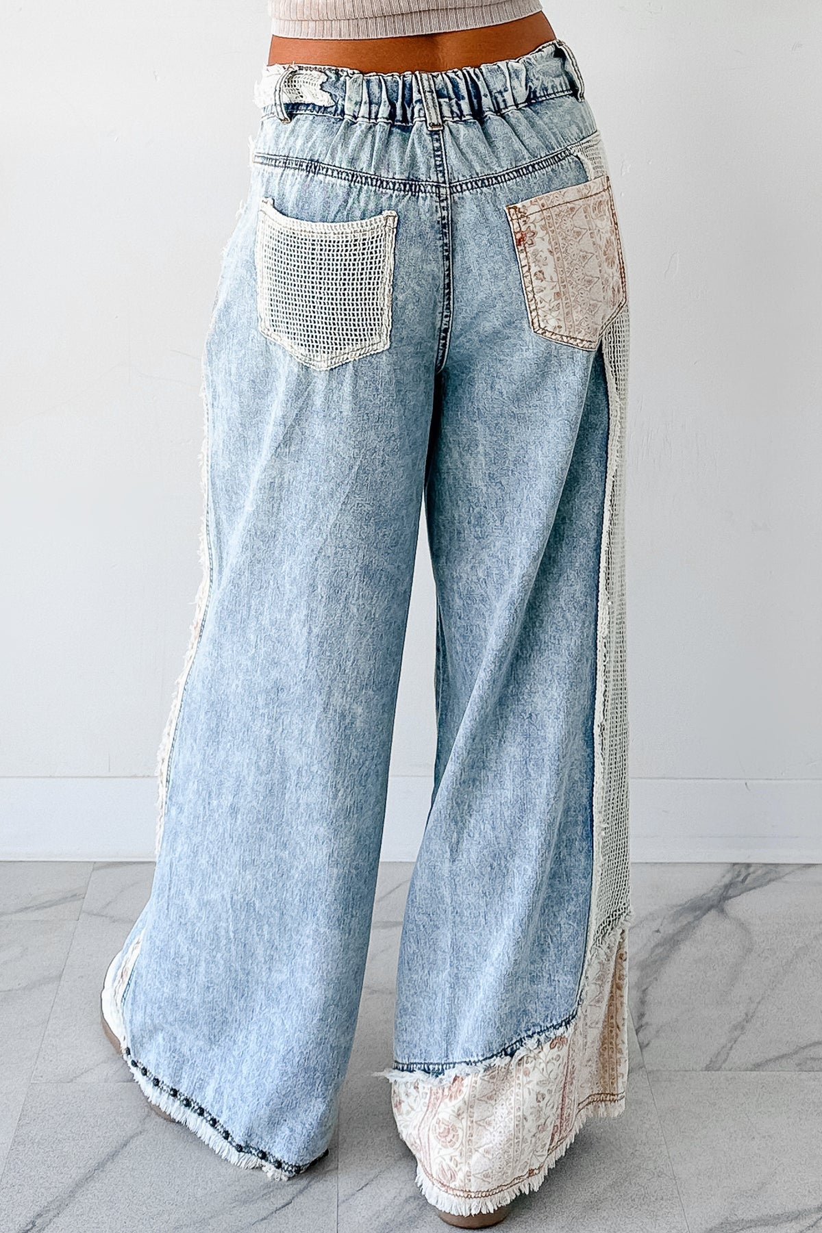 PREORDER- POL Wide Leg Patch Jeans