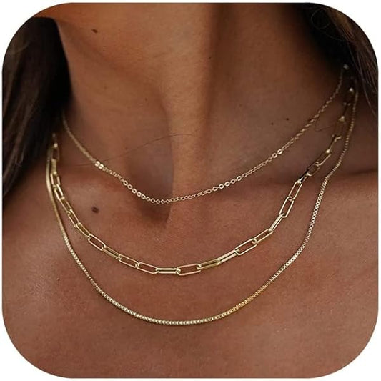 18K STAINLESS STEEL TARNISH FREE LAYERED NECKLACE | 40NK346
