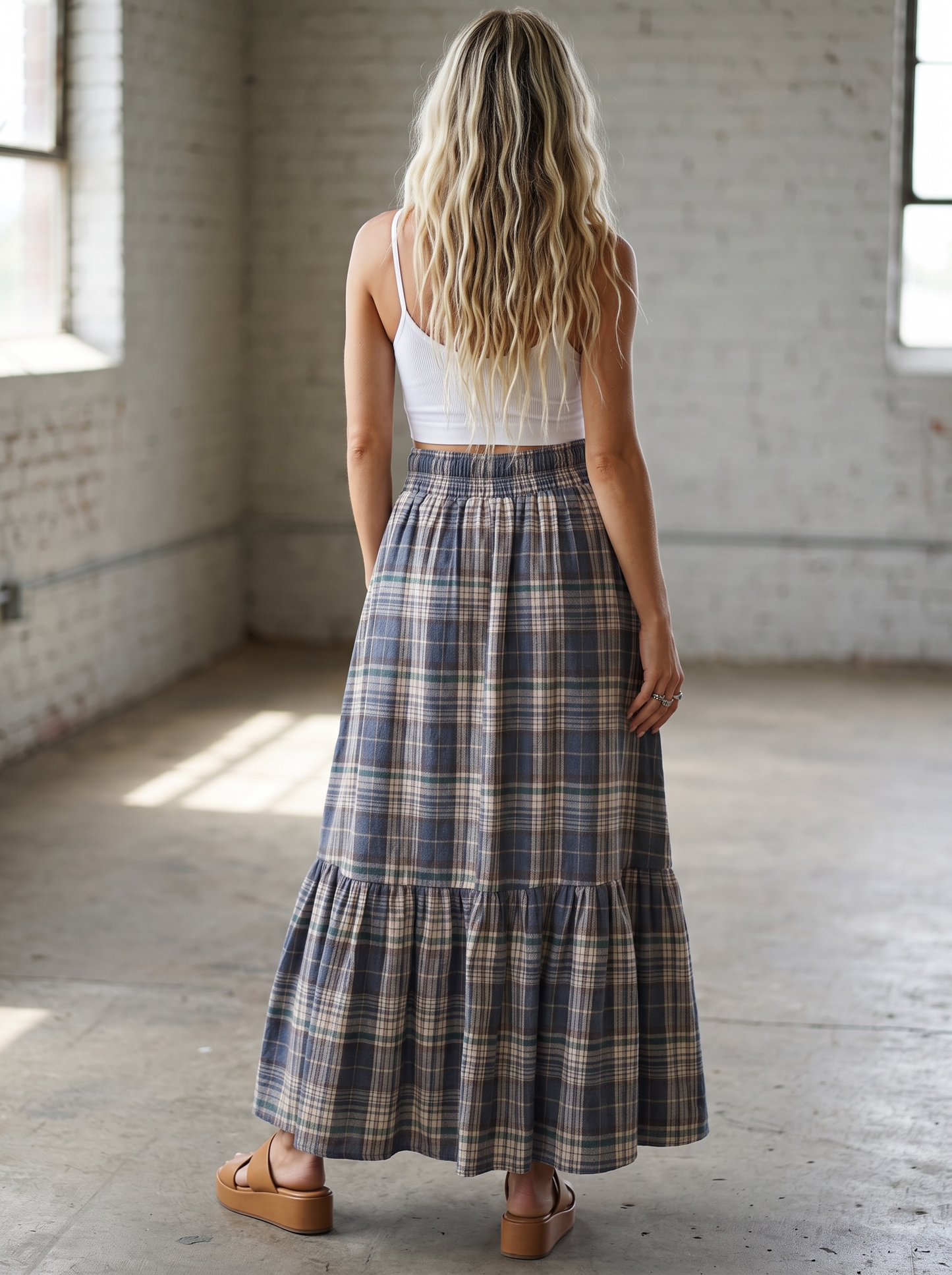 Plaid Button Down Maxi Skirt