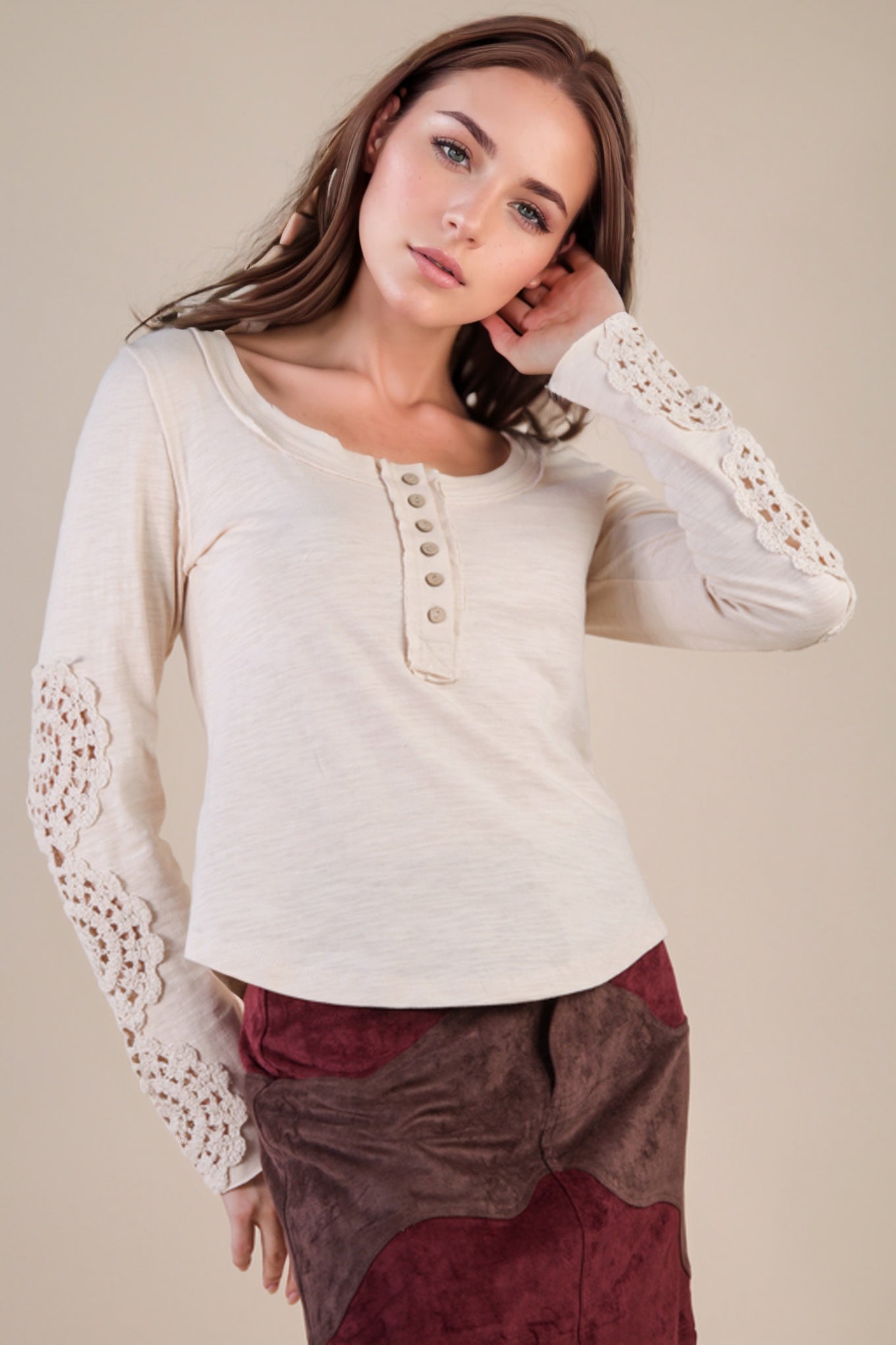 Very J Crochet Sleeve Henley
