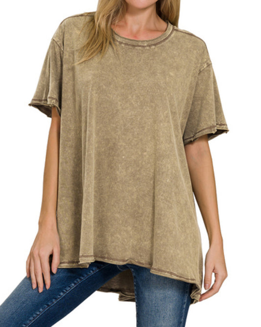 Oversized Washed High Low Tee