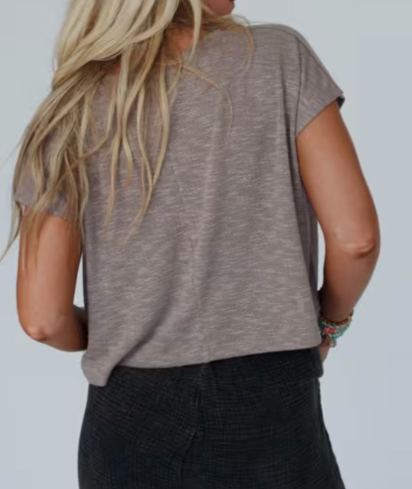 V-Neck Slub Hacci Crop Tee