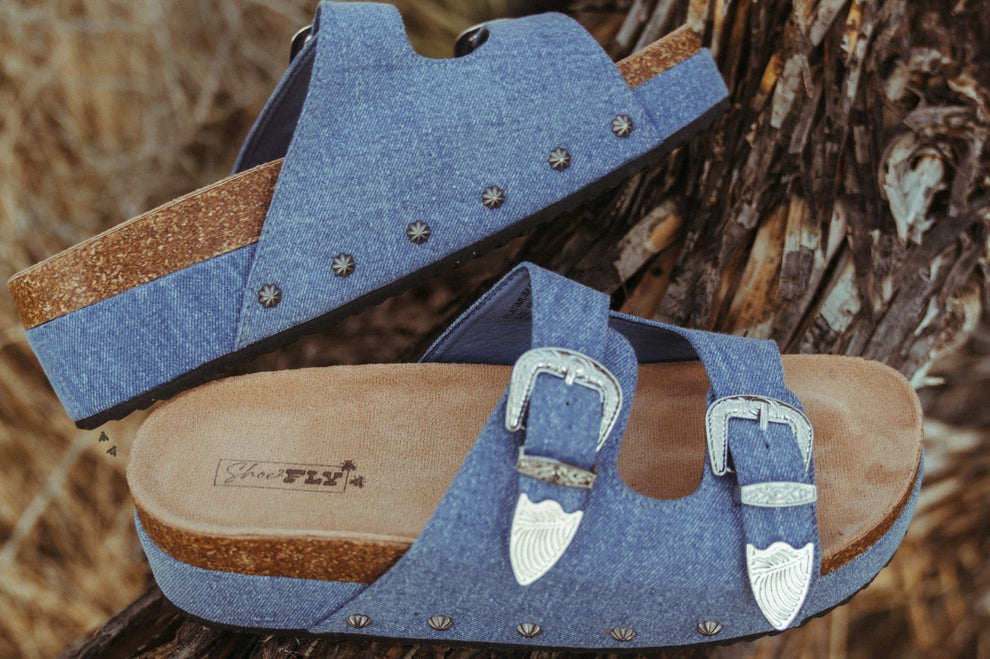 Two 2 Fly Co Denim Platform Sandals