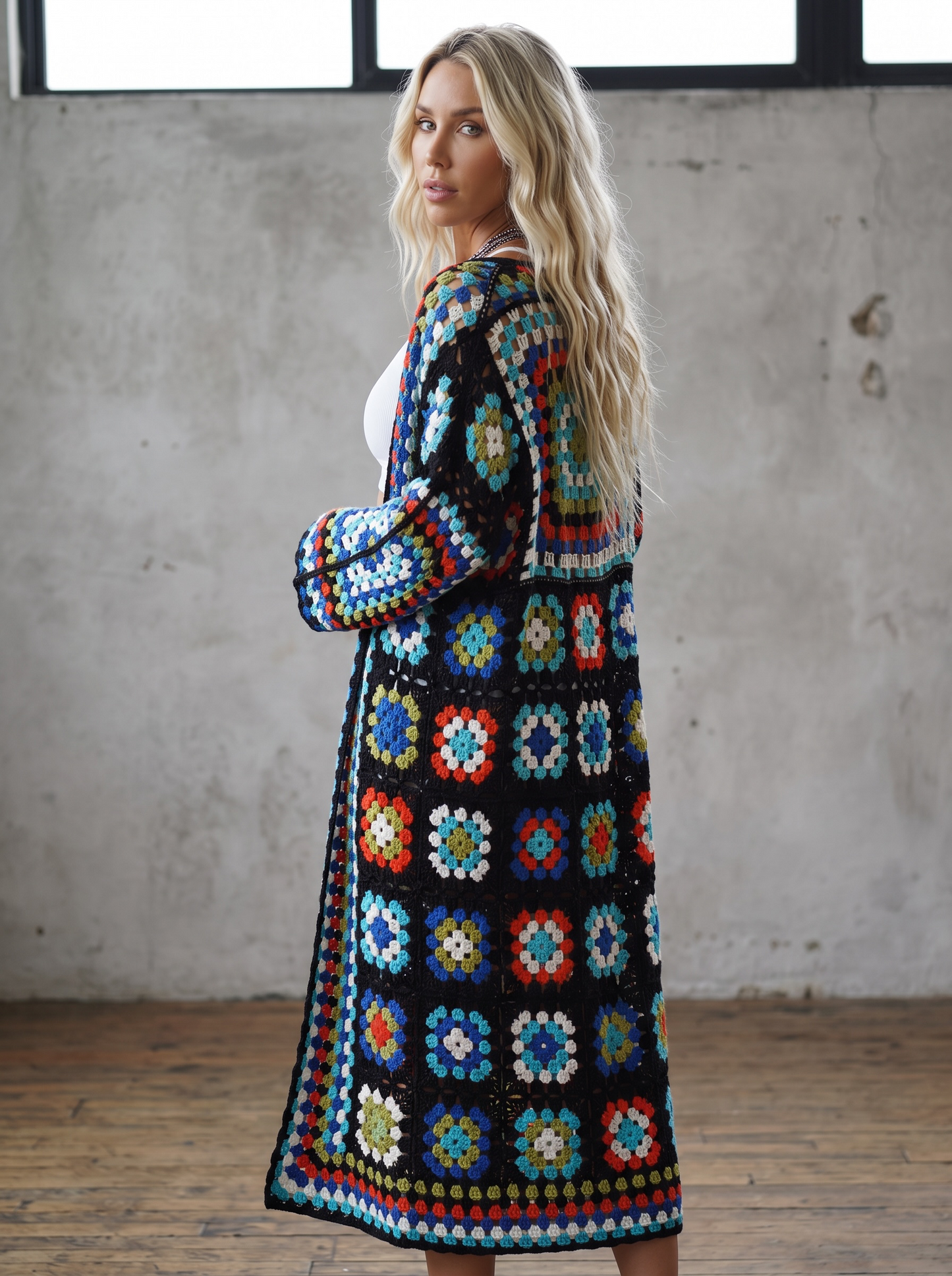 POL Granny Tile Crochet Cardigan
