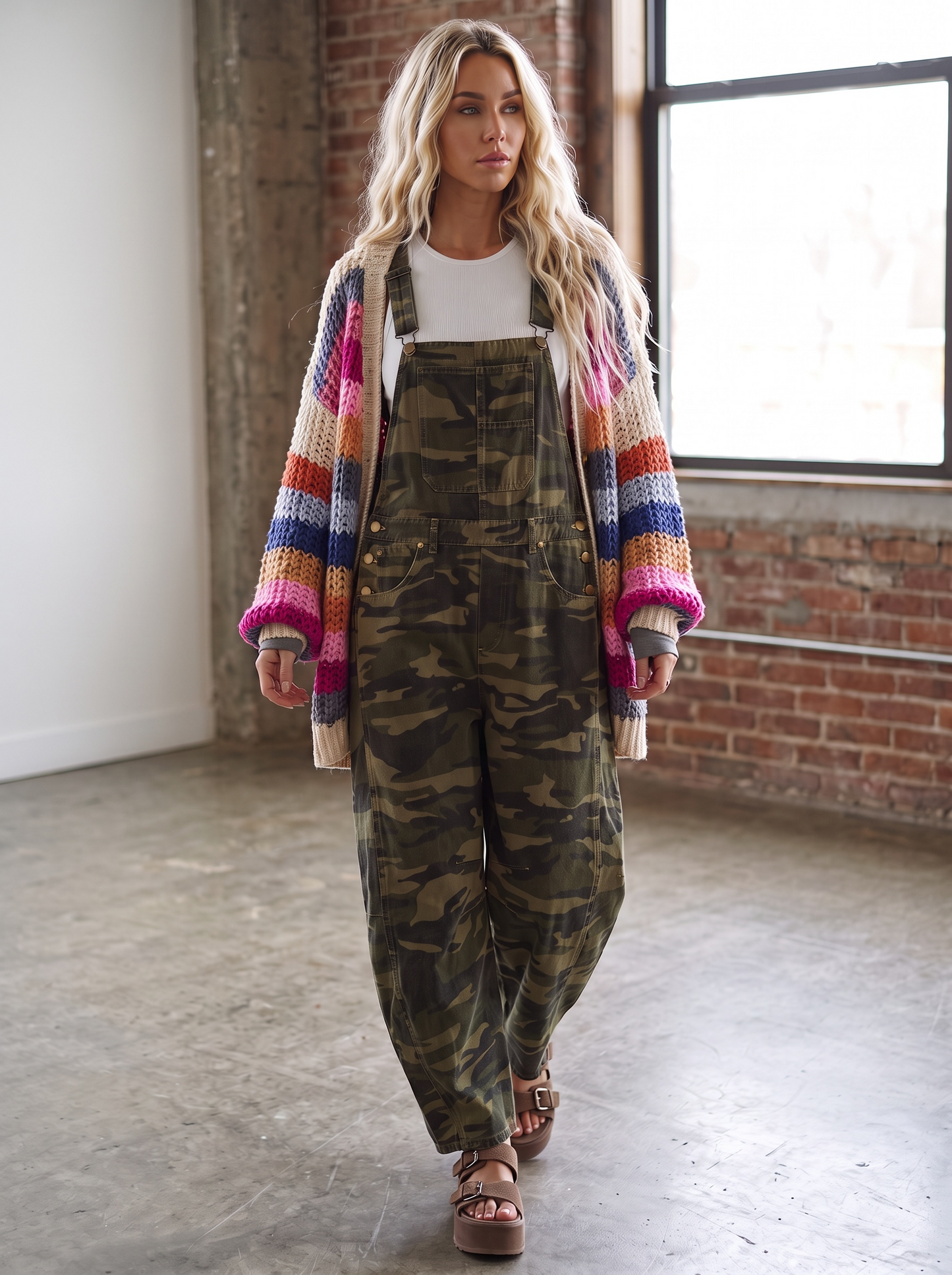 PREORDER - Camo Denim Barrel Overalls