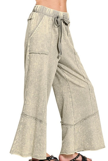 Acid Washed Cropped Pants