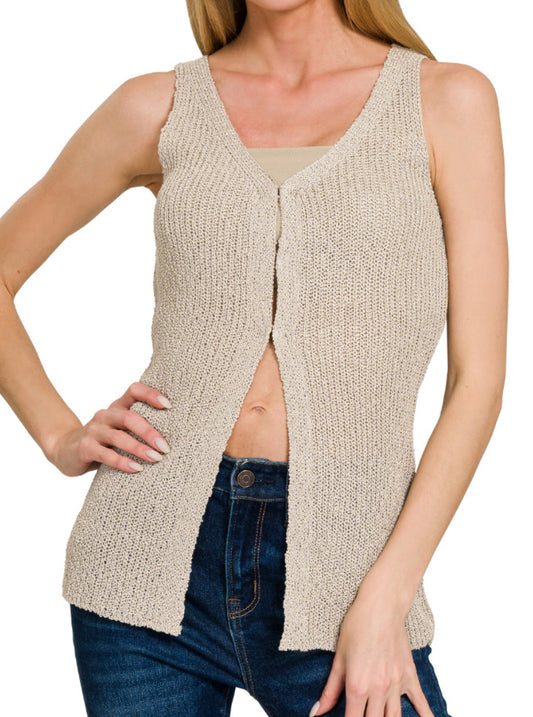 Eye-Hook Sweater Vest