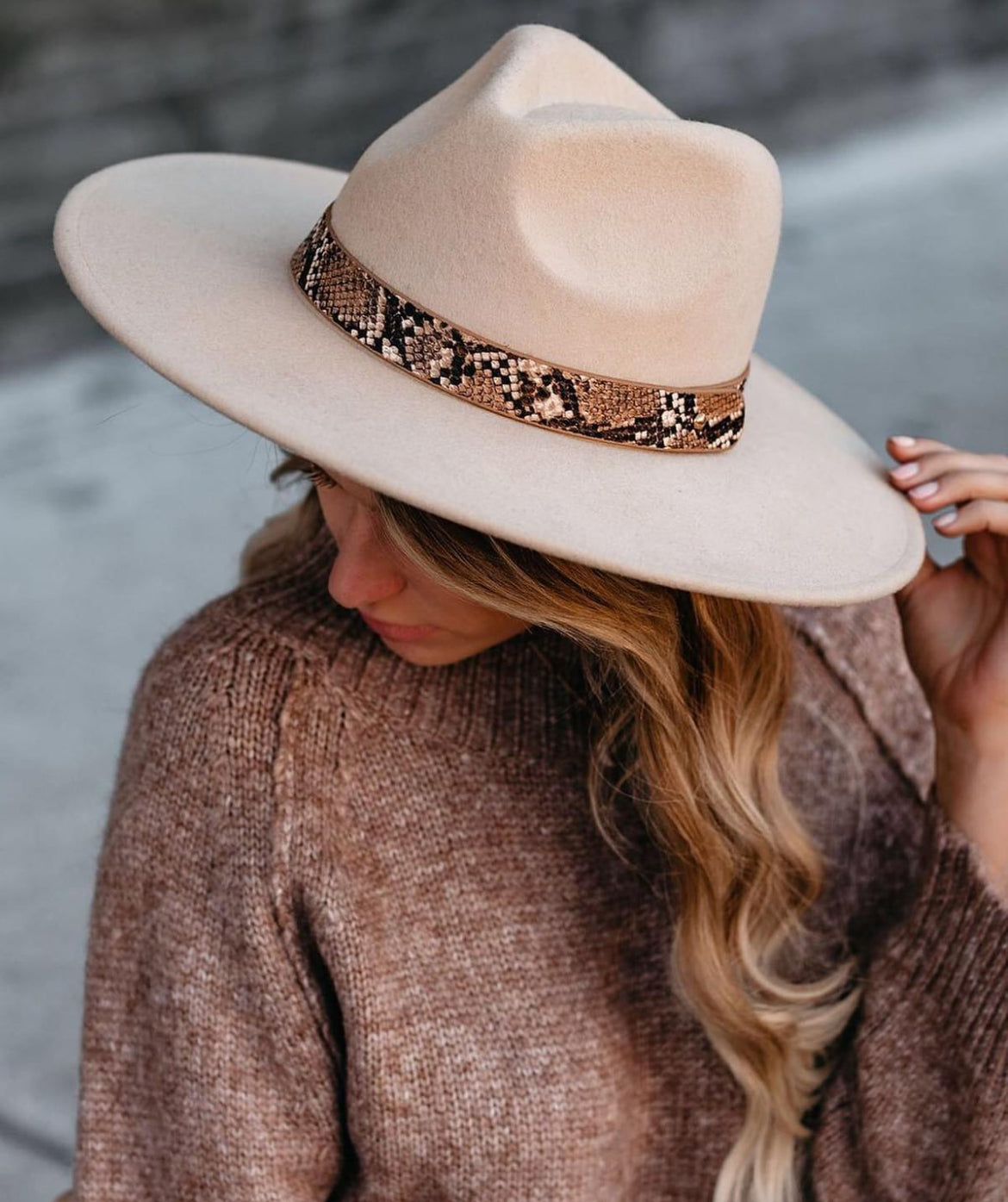 Snake Print Belted Hat