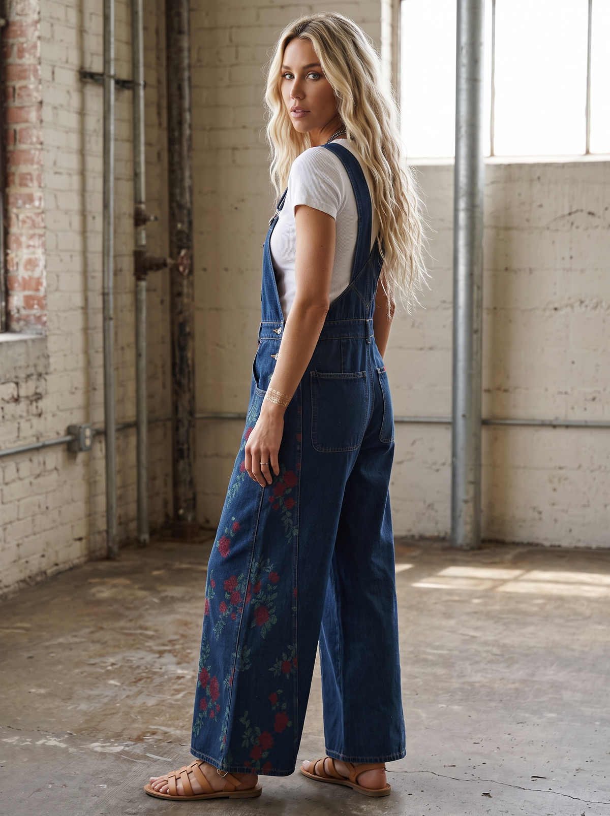 Eesome Rose Print Overalls