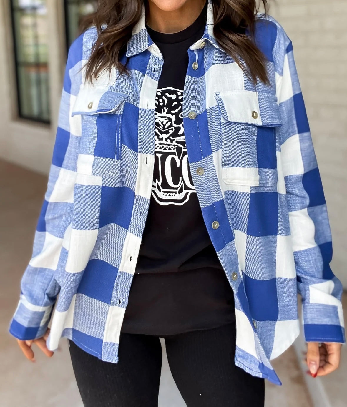 Lightweight Plaid Button Down Top