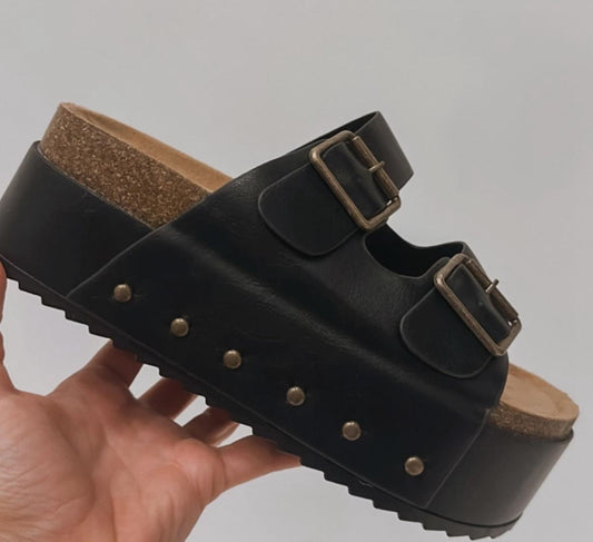 Platform Double Buckle Sandals