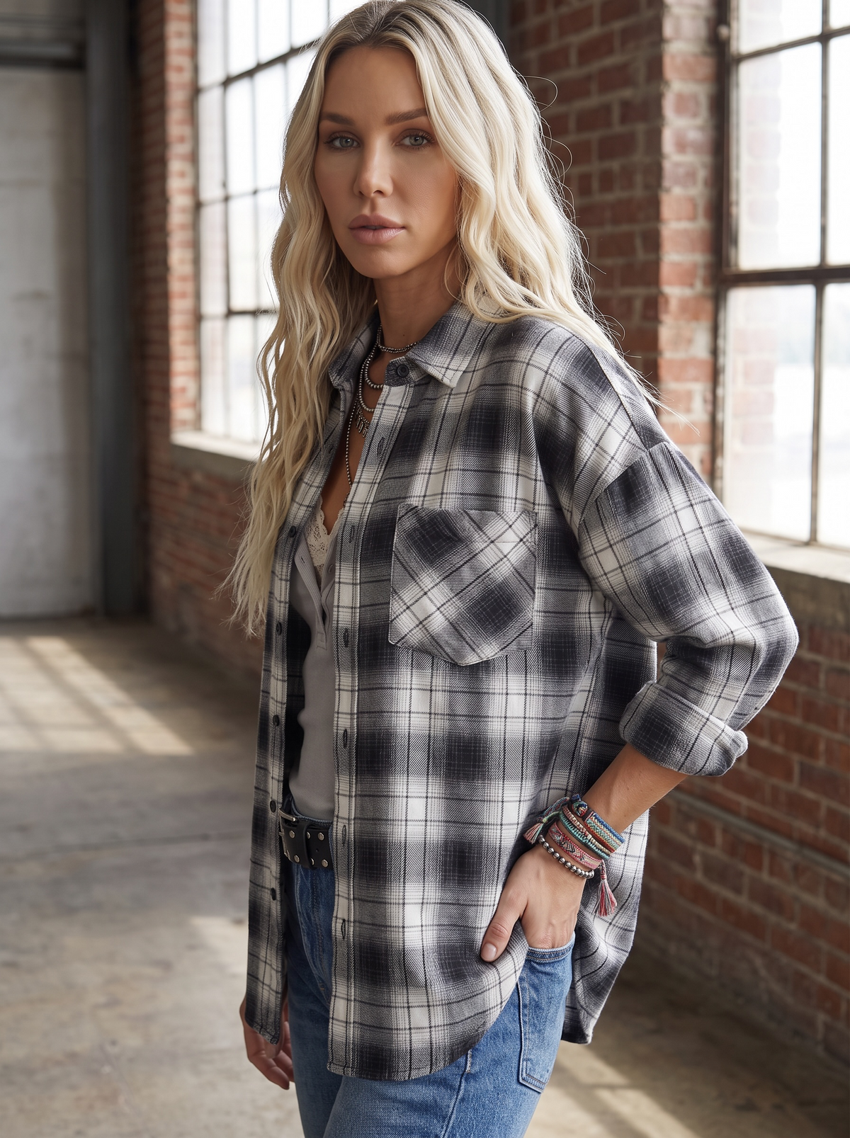 Plaid Button Down Top
