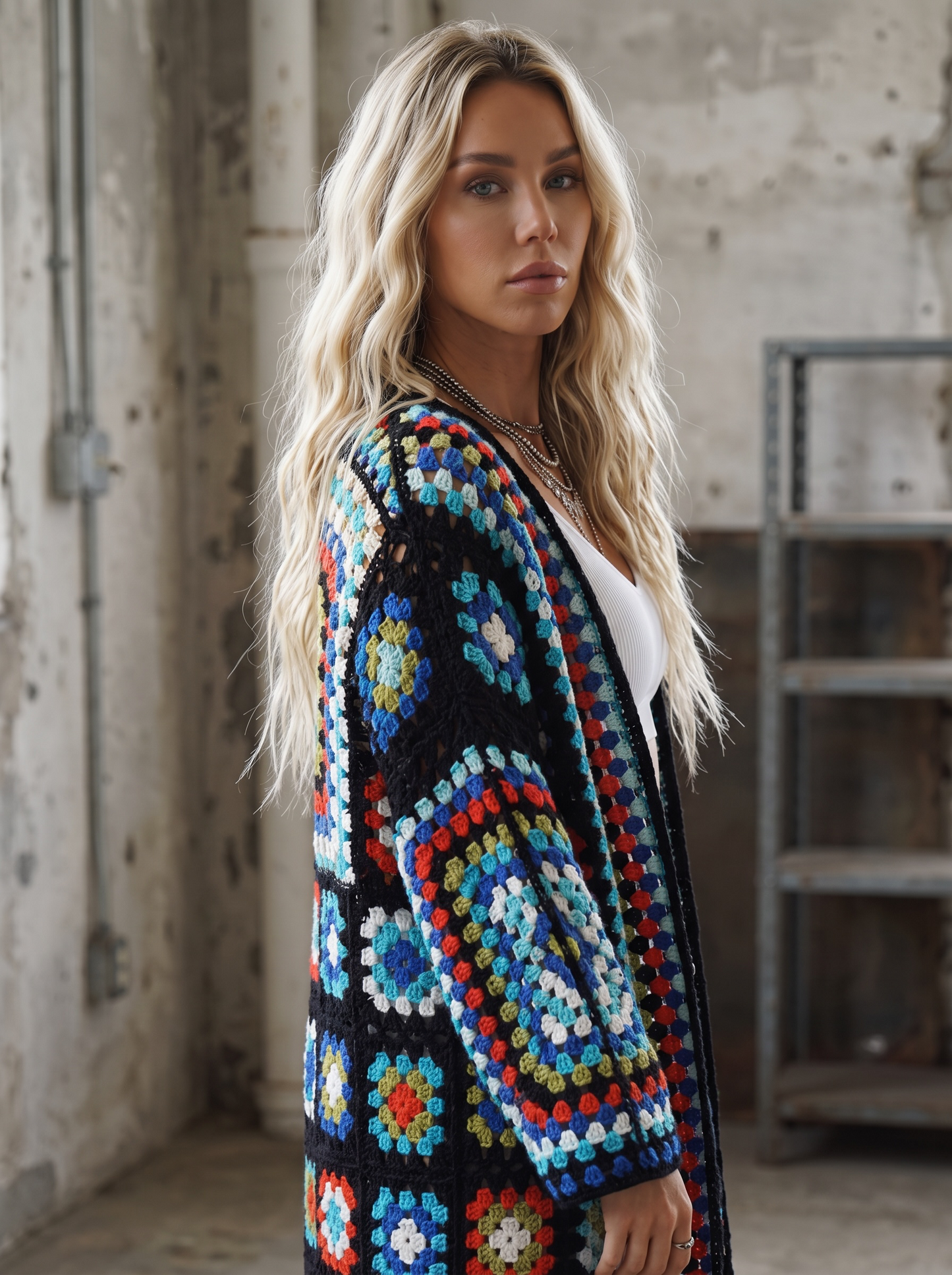 POL Granny Tile Crochet Cardigan
