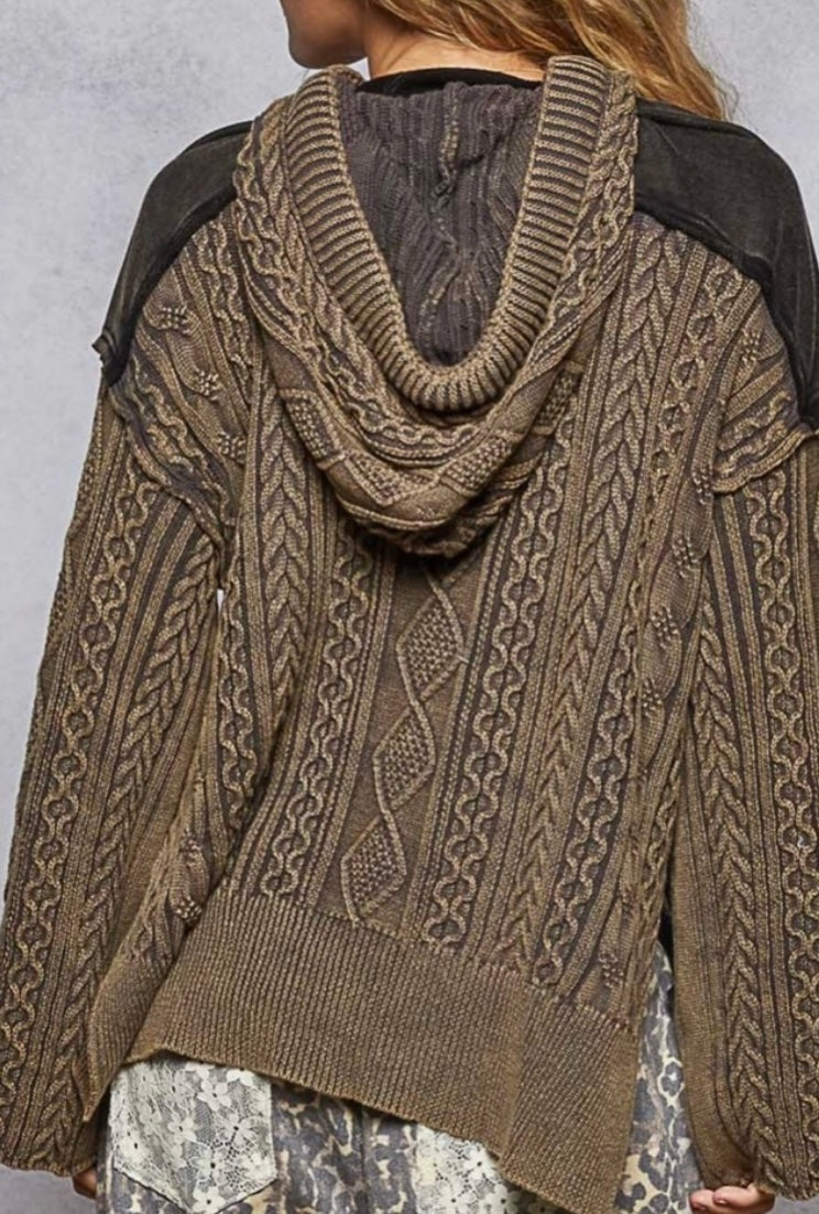 POL Lace Up Cable Hoodie