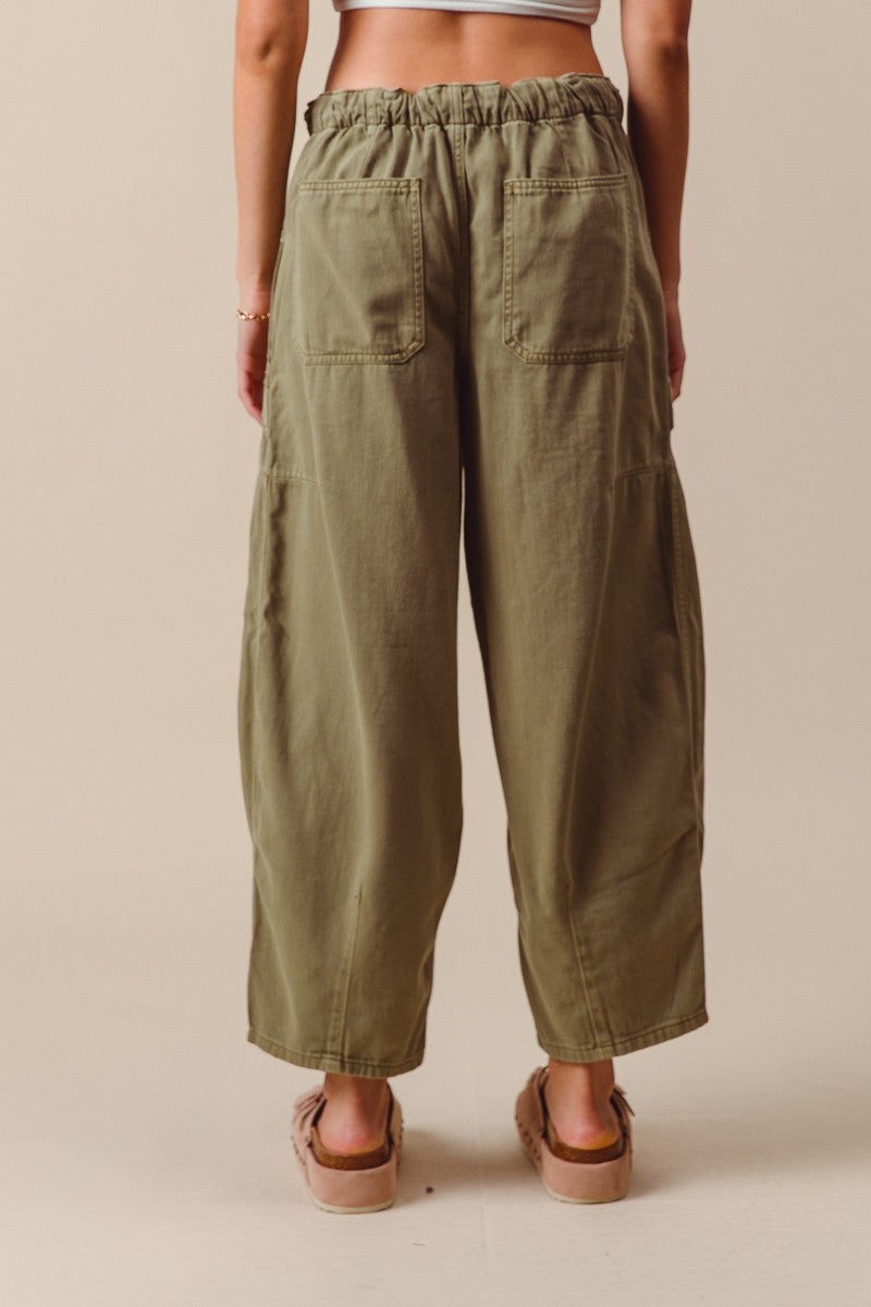 Mid Rise Barrel Wide Leg Pants