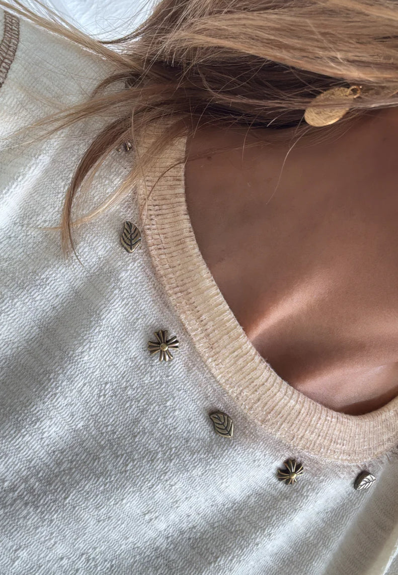 POL Studded Long Sleeve Top