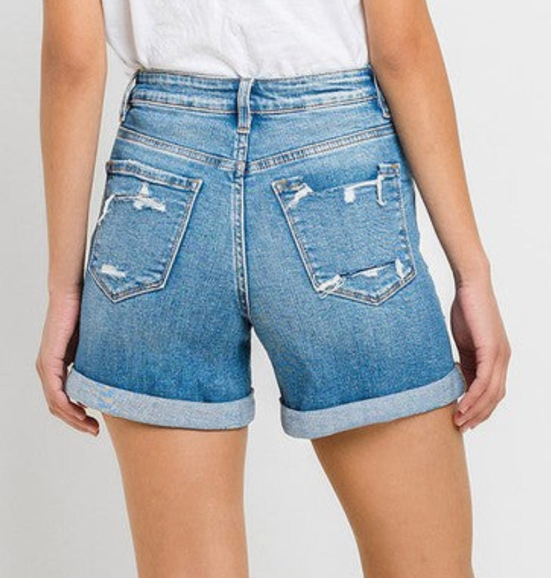 High Rise Double Cuff Shorts