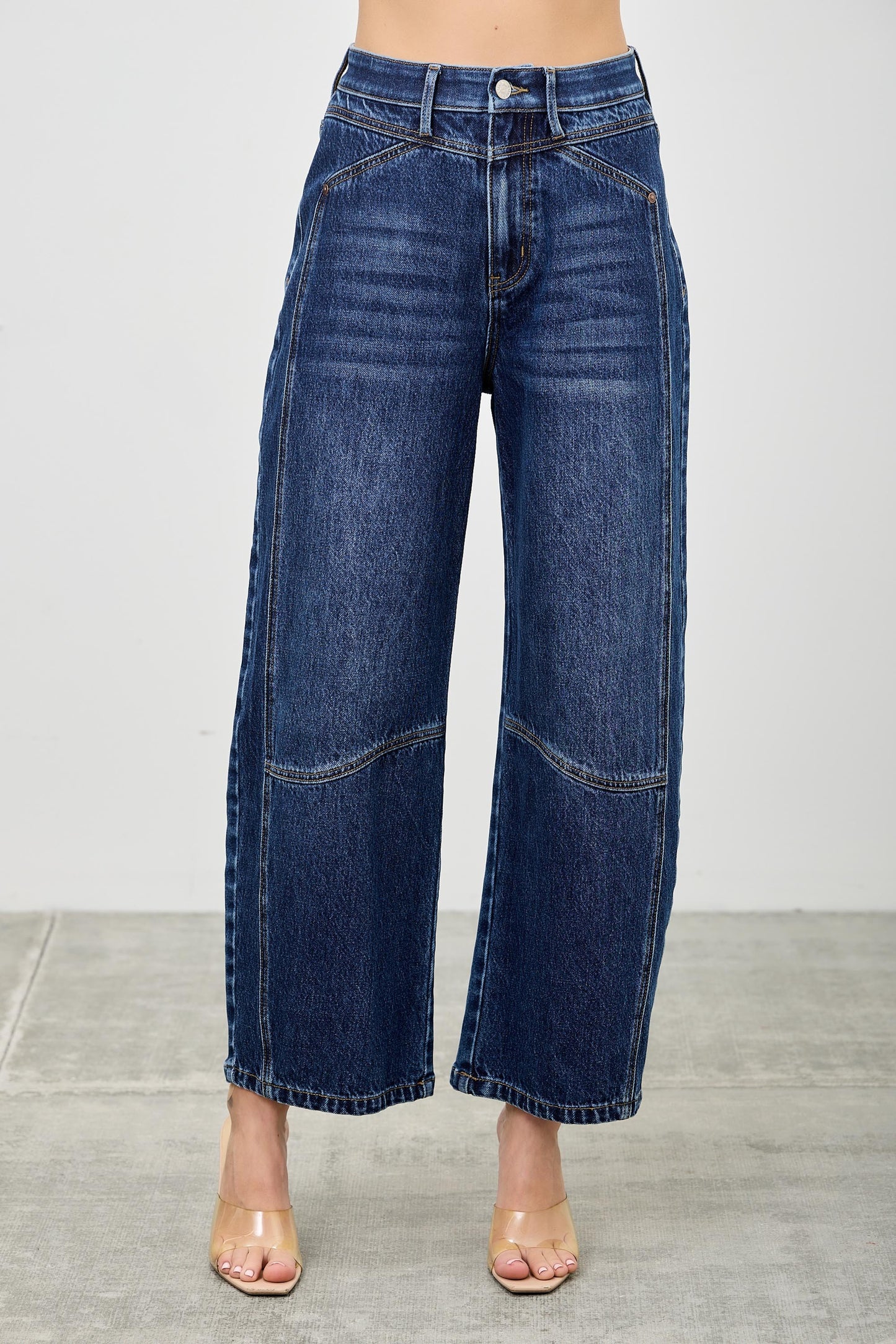 Saige Denim Dark Wash Barrel Jeans