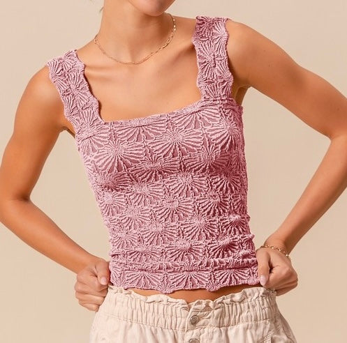 Floral Jacquard Seamless Tank Top