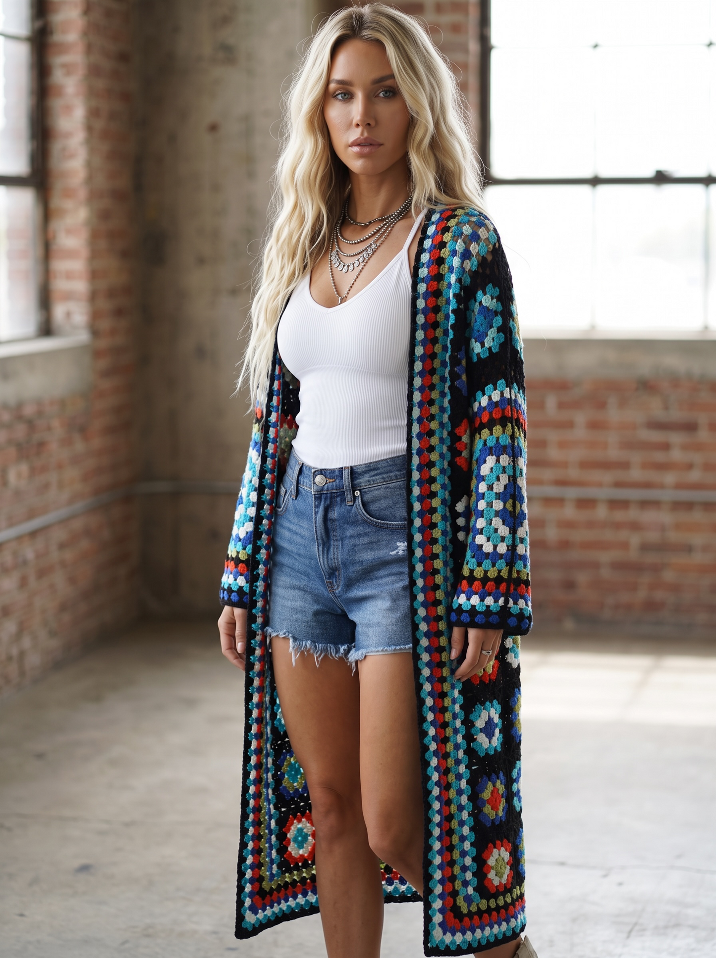 POL Granny Tile Crochet Cardigan