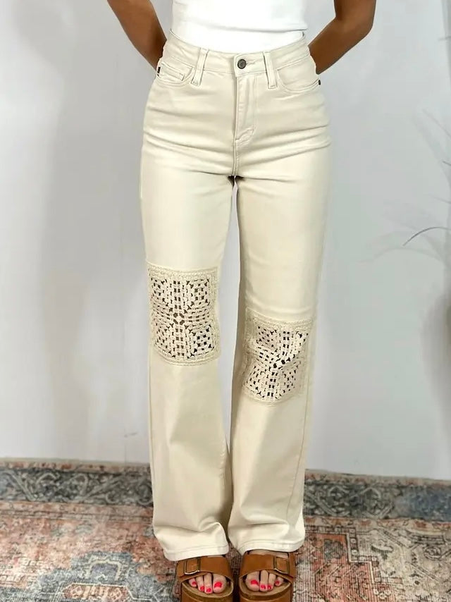 Judy Blue Crochet Wide Leg Jeans