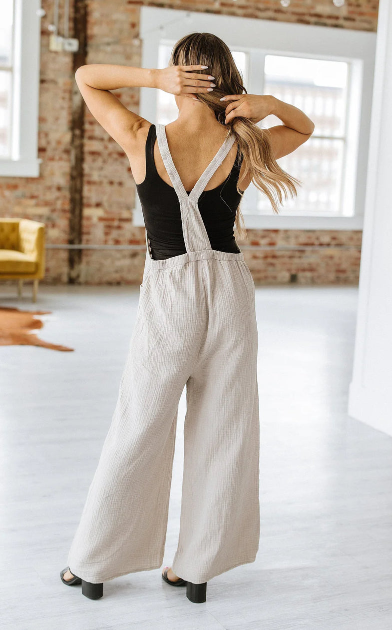 Textured Wide Leg Jumpsuit