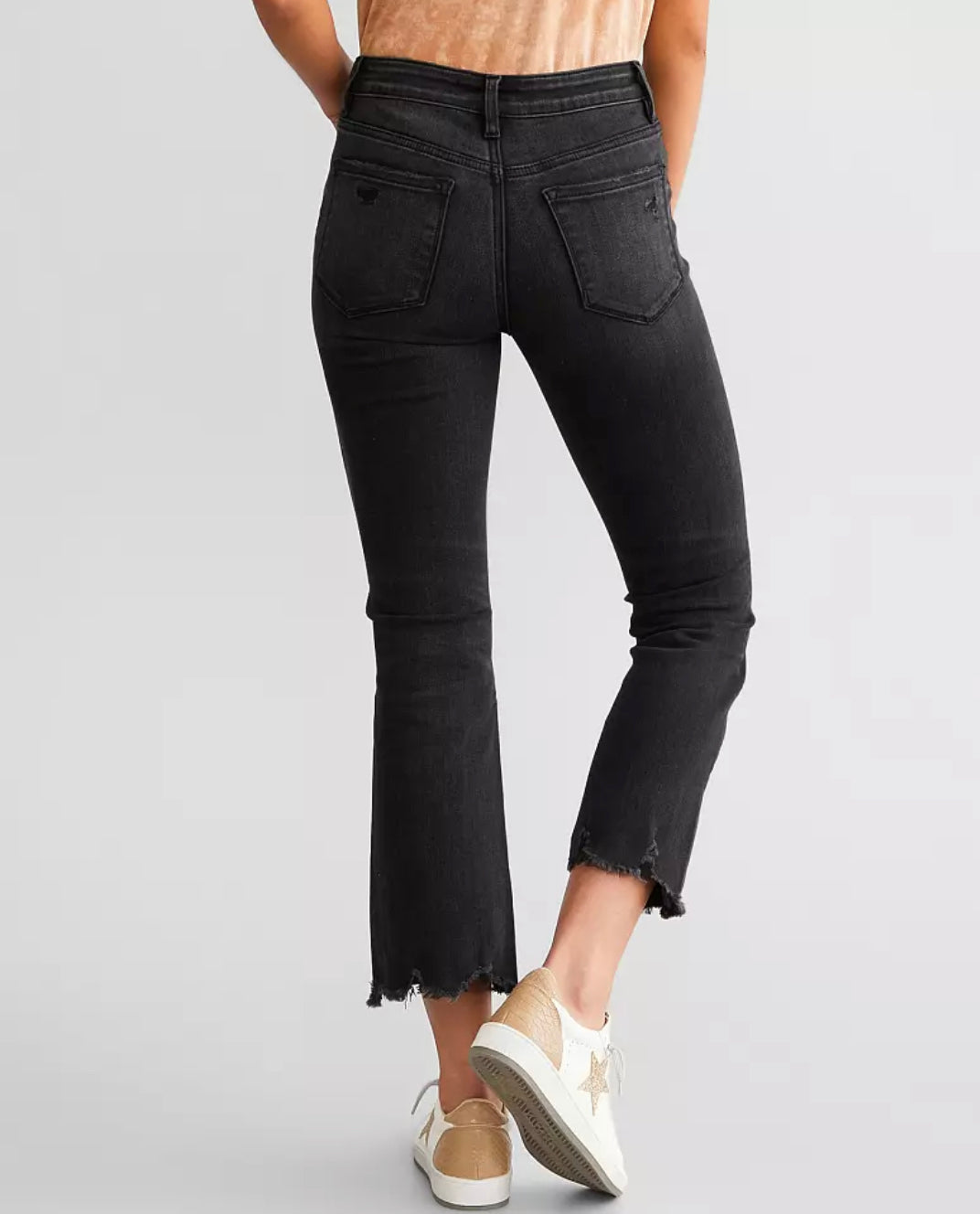 High Rise Straight Crop with Uneven Hem Details