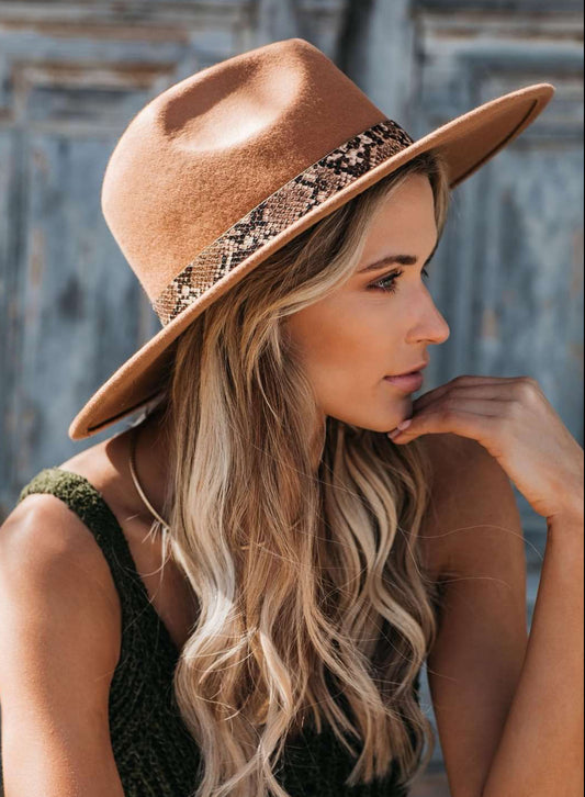 Snake Print Belted Hat