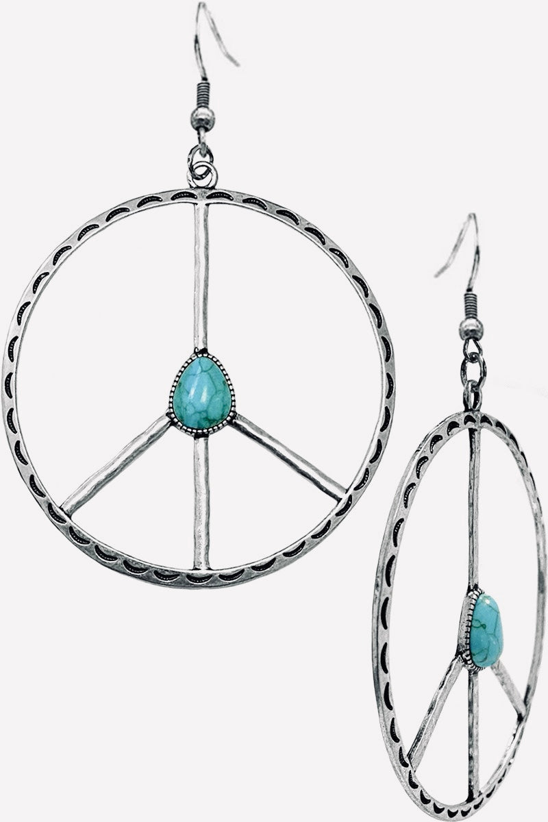 Peace Sign Turquoise Earrings