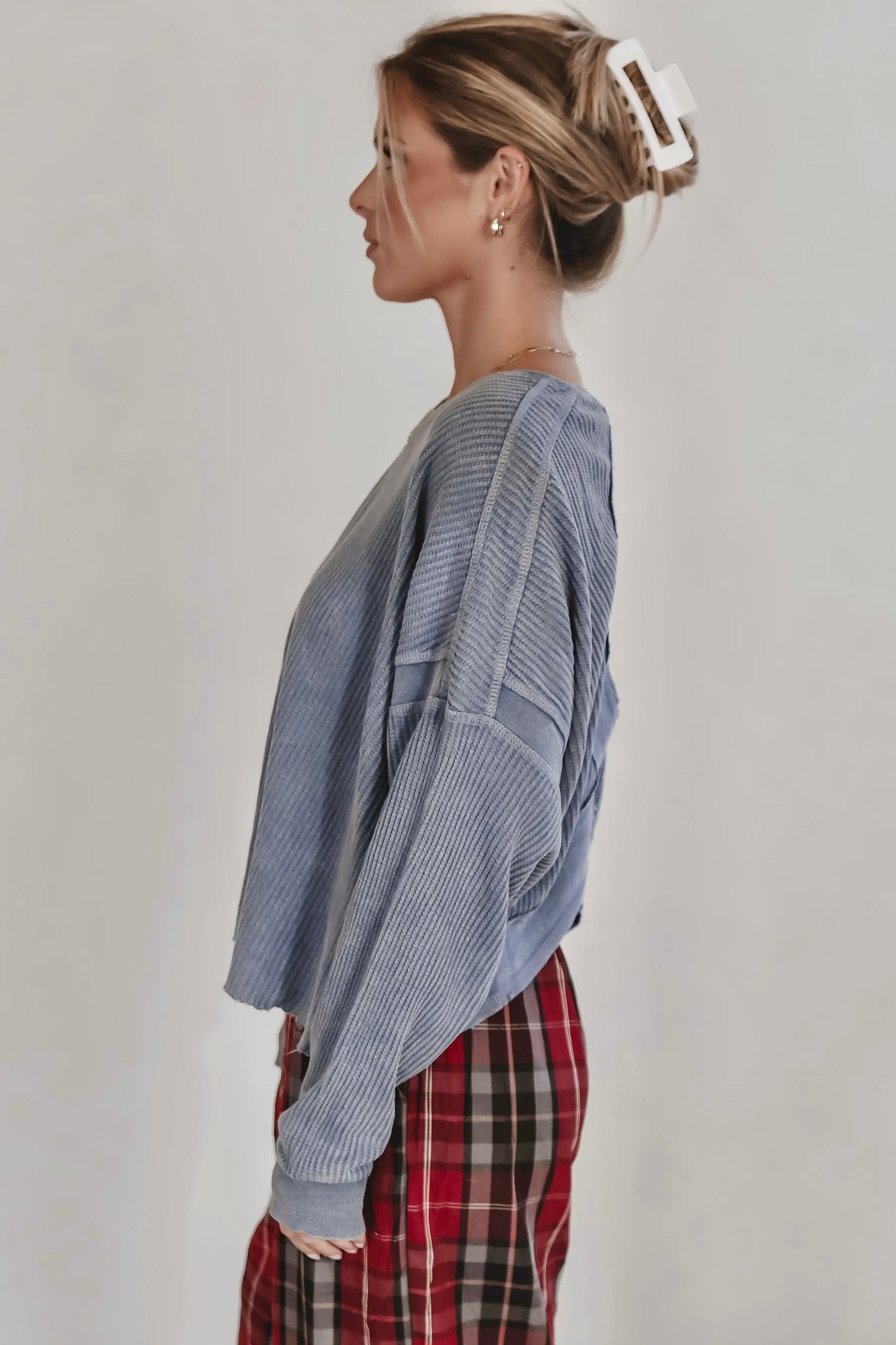 Open Back Waffle Knit Top