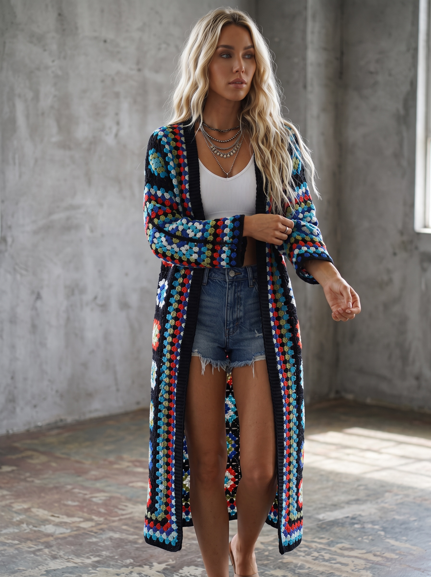 POL Granny Tile Crochet Cardigan