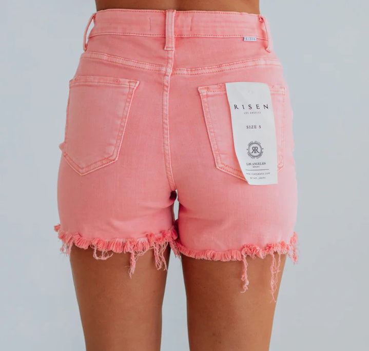 RISEN High Rise Distressed Denim Shorts