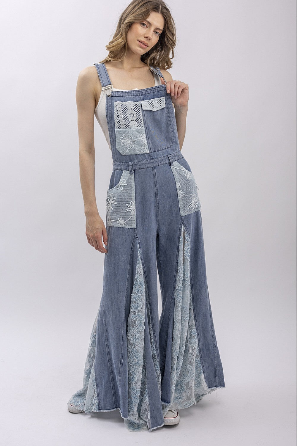 PREORDER- Lace Panel Overalls