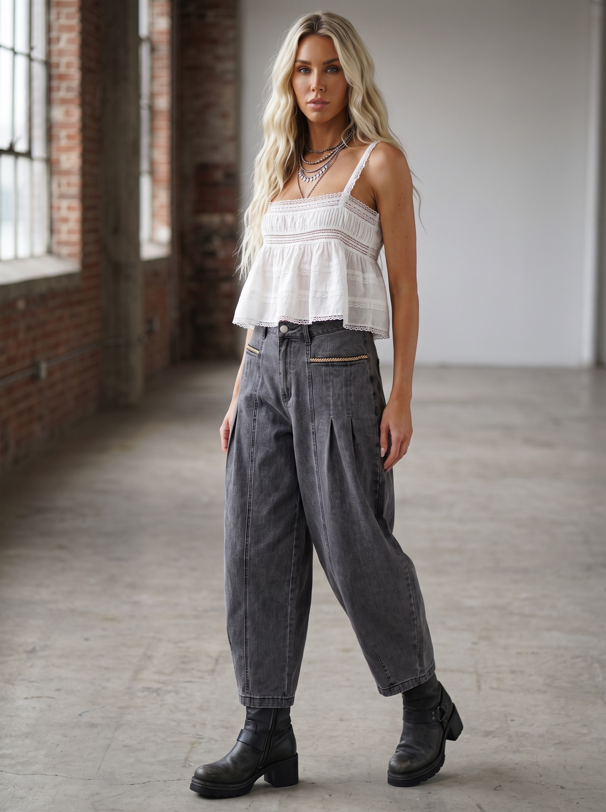 Easel Astec Trim Barrel Jeans