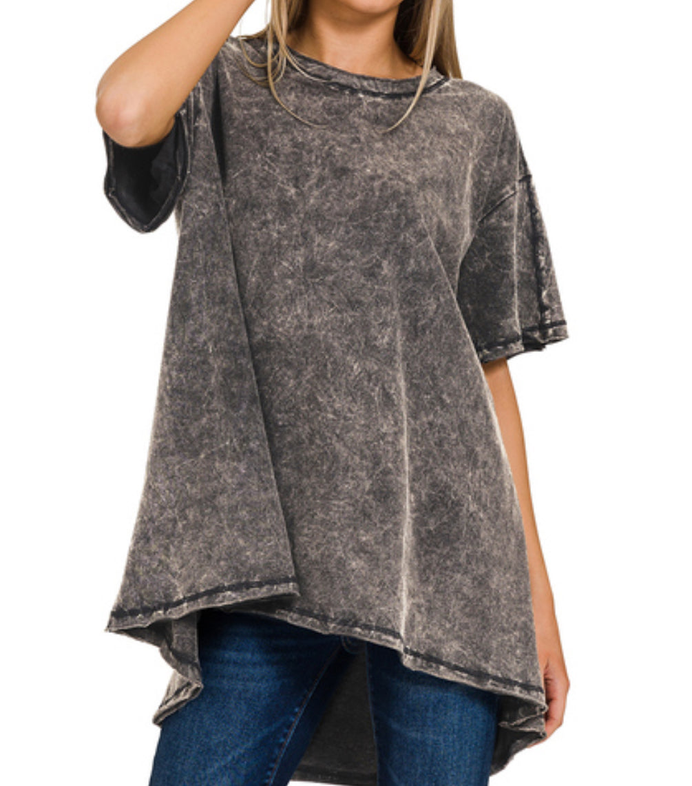 Oversized Washed High Low Tee