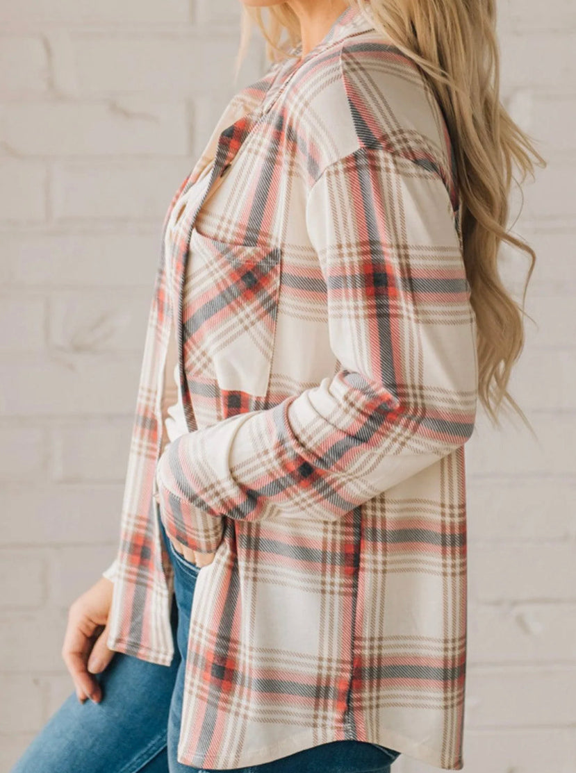 Plaid Shacket With Front Pocket