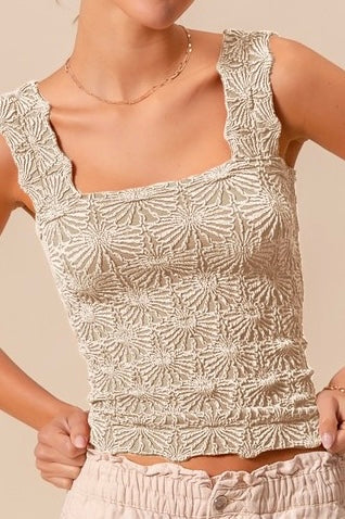 Floral Jacquard Seamless Tank Top