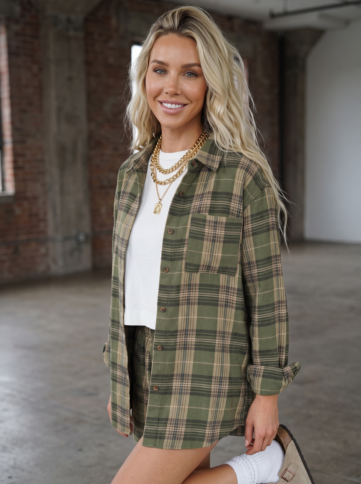 Plaid Button Down Top