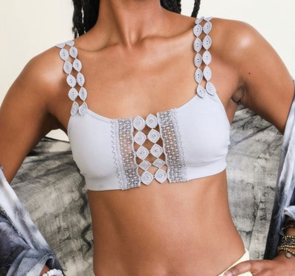 Boho Eye Lace Applique Bralette